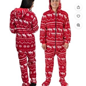 LazyOne Hoodeez Adult One-Piece Foot Pajamas Onesie Nordic Moose Large NWT